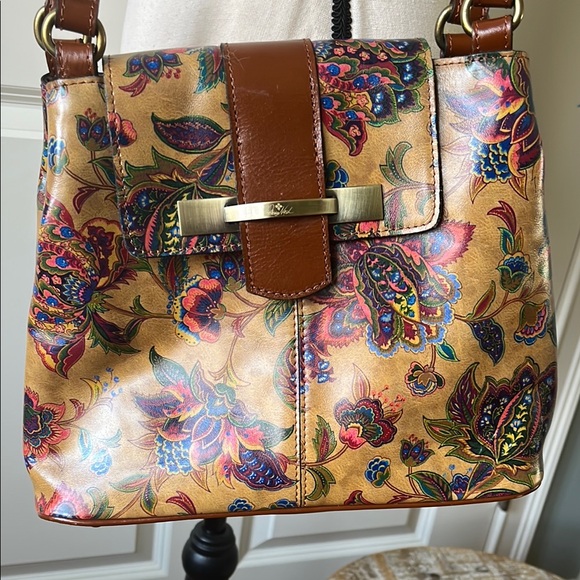Floral Brown Leather Shoulder Bag